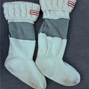 Hunter White Knit Cuff Boot Socks